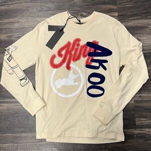 Akoo Cream Long Sleeve Tee with Red and Blue Accents